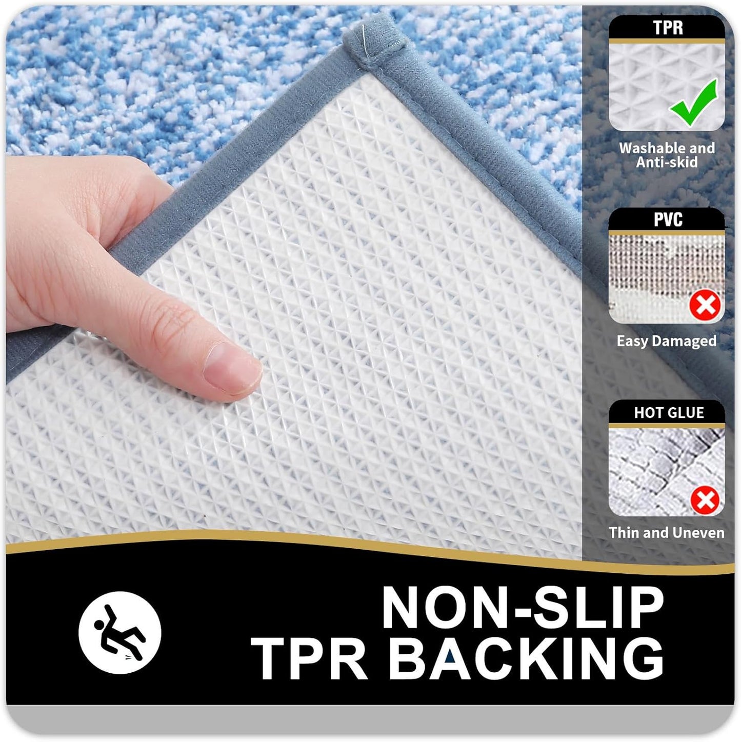 OLANLY Bathroom Rugs - Extra Soft Microfiber Bath Mat | Non-Slip, Quick Dry, Machine Washable - 24x16, Blue