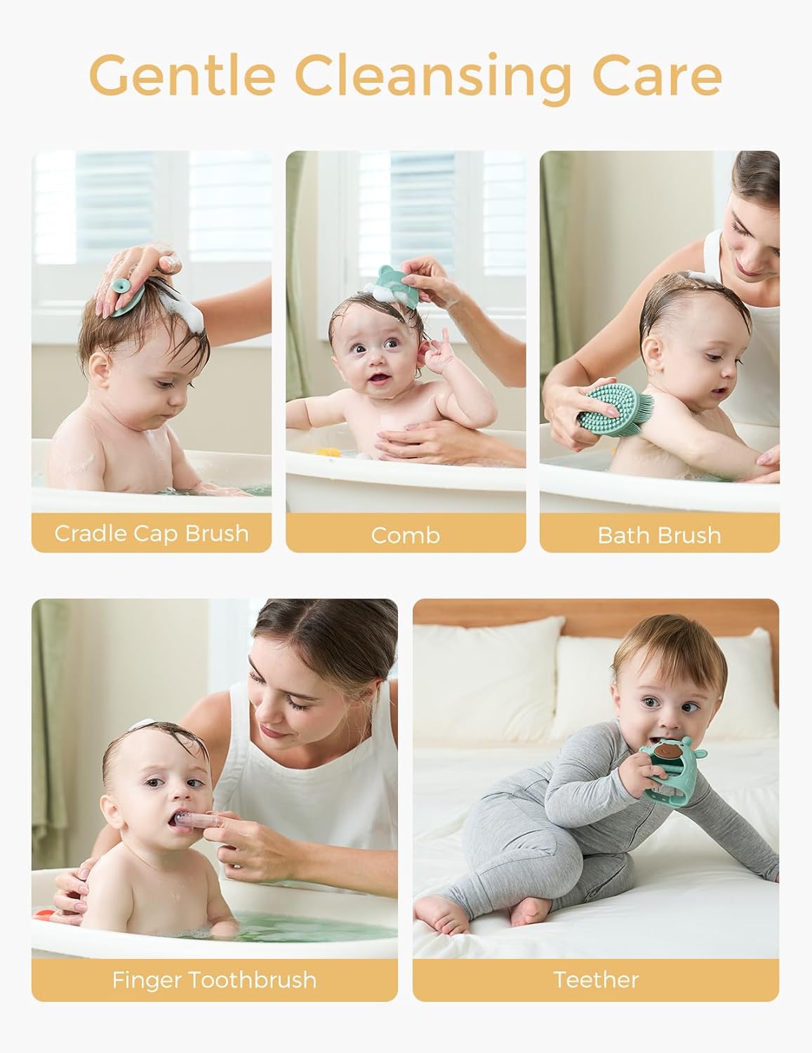 Momcozy Elite Baby Kit - Essential Grooming & Health Care Set | Electric Nail File, Nasal Aspirator, Tummy Wrap, Thermometer, Bath Brush, Teether, Storage Bag