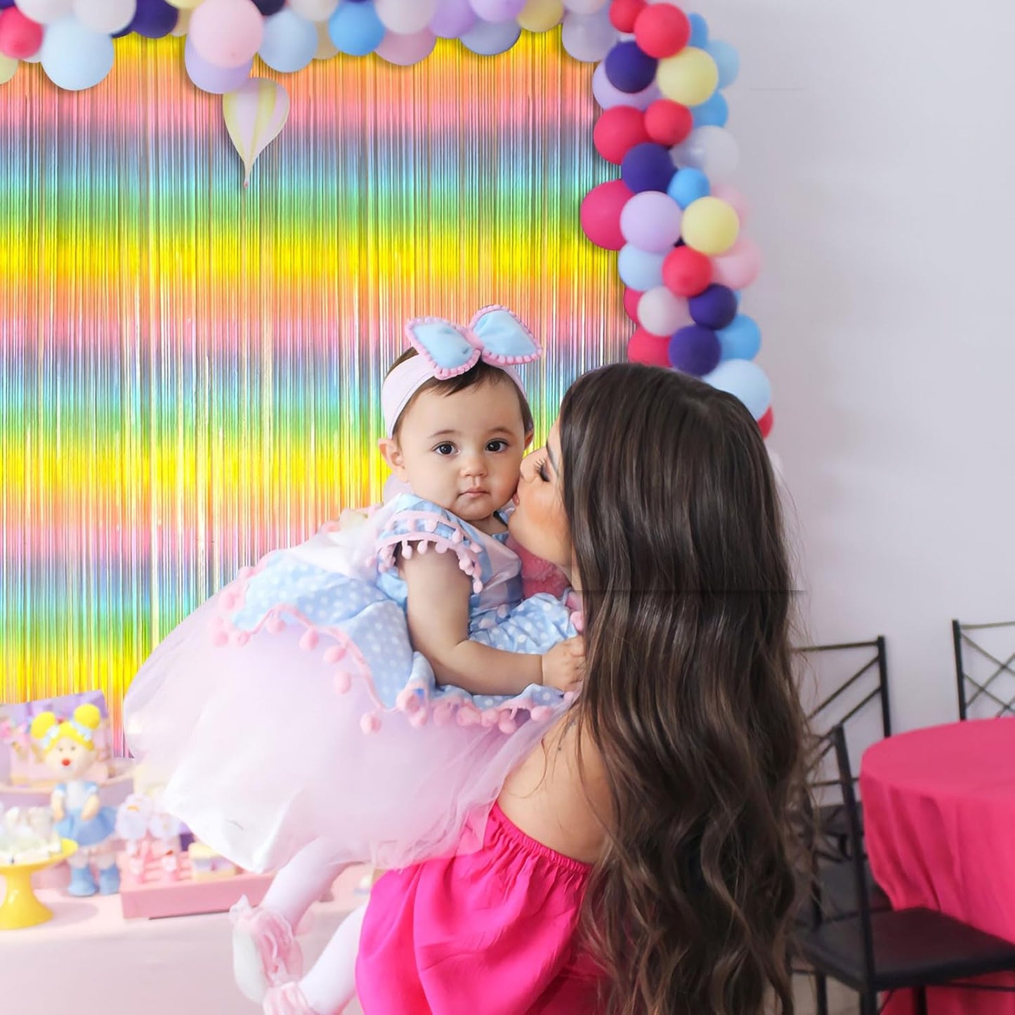 Pastel Rainbow Foil Fringe Curtain - Vibrant Backdrop for Birthday Party Decorations | Tinsel Streamers