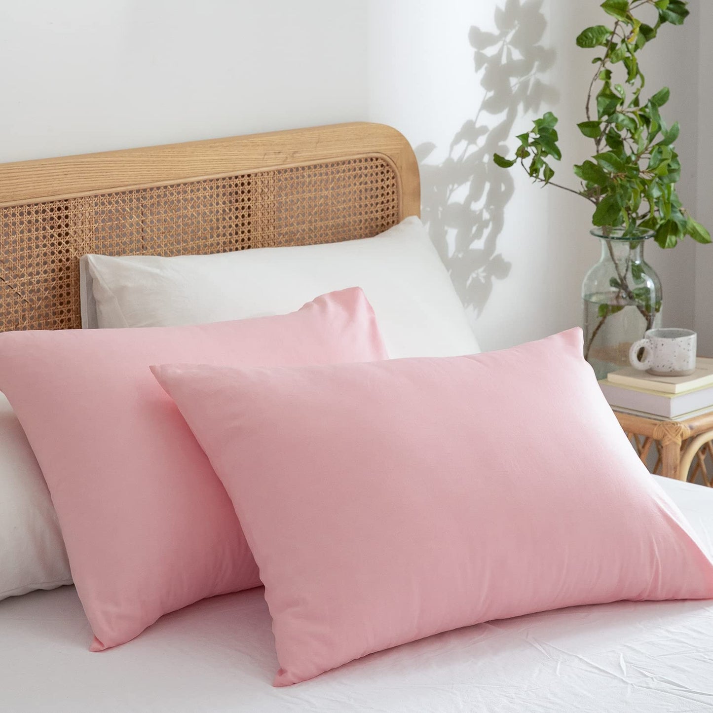 Pink Duvet Cover Twin, 100% Washed Microfiber 3-Piece Solid Color Casual Bedding Set for Boys & Girls, Zipper Closure, Luxury Ultra Soft Comfort (Twin)