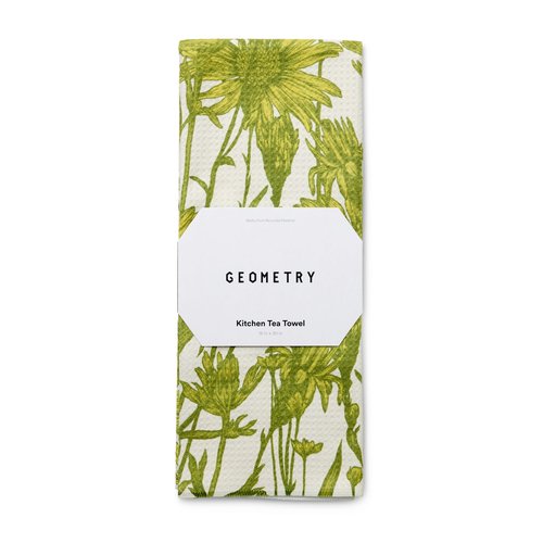 GEOMETRY Tea Towels – Spring & Summer Collection – Quick-Dry, Ultra-Absorbent, Reusable Microfiber Kitchen Towels for Drying & Cleaning - Golden Botanica - 1 Pack