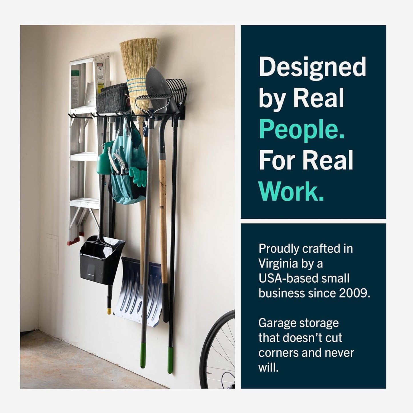 StoreYourBoard 72" Garage Tool Organizer Wall Mount - Heavy Duty Storage Rack for Yard Tools | 8 PVC Coated Hooks