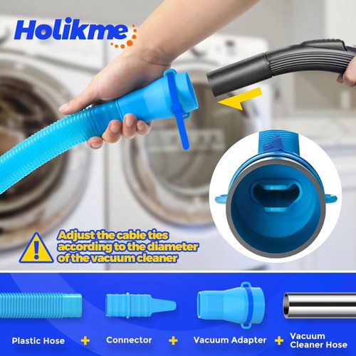 Holikme Dryer Vent Cleaner Kit 2 Pieces - Upgraded Dryer Lint Screens Cleaner Brush Part,Compatible with Most Vacuum Cleaner,Vacuum Hose Attachment & Refrigerator Coil Brush,Quickly Lint Remove,Blue
