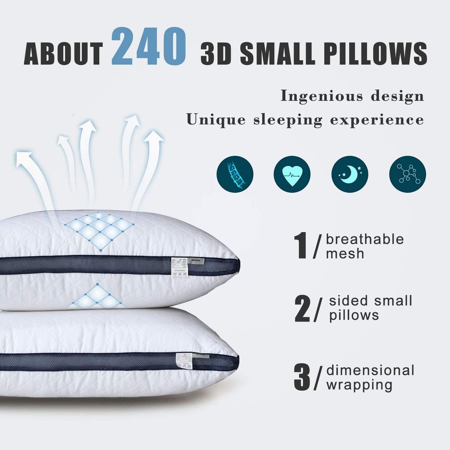 Meoflaw Luxury Hotel Pillows for Sleeping - Queen Size Set of 2 for Side & Back Sleepers