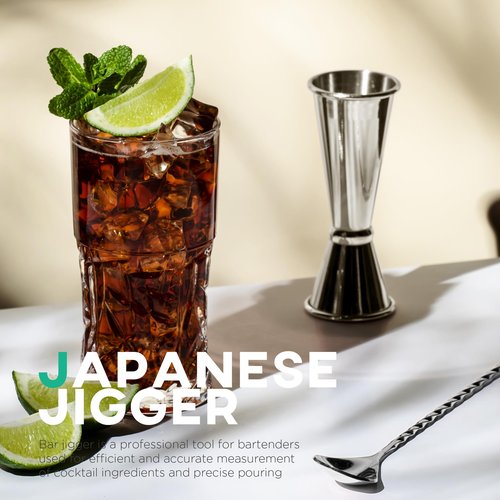 Homestia Premium Japanese Cocktail Jigger - 2 OZ 1 OZ Double Bartending Jigger, Shot Measure Jiggers, 304 Stainless Steel with Measurements - Bar Jigger Bartender Tool Accessories - Silver