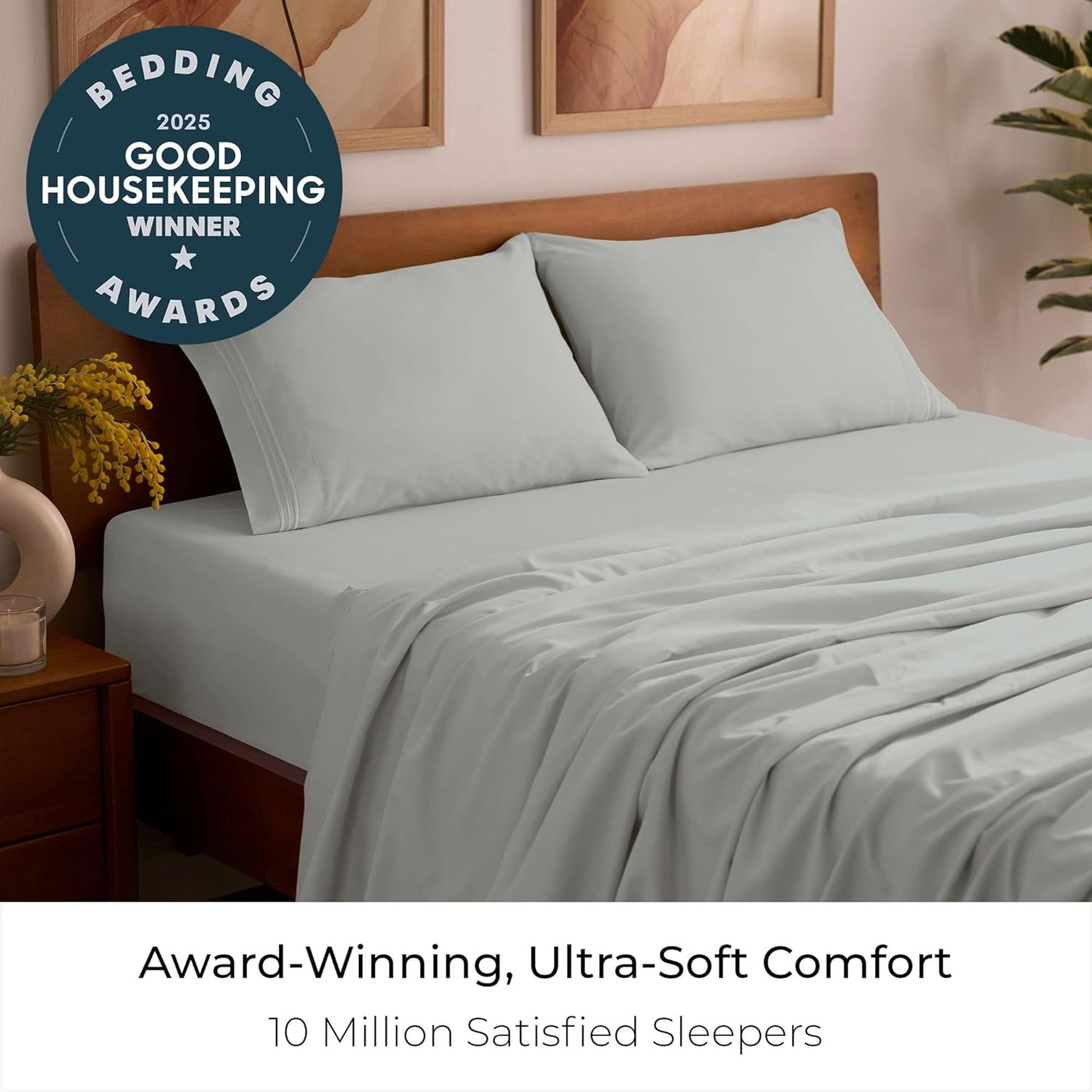 Mellanni Full Sheets Set - 4 PC Hotel Luxury Bedding | Extra Soft, Cooling, Wrinkle-Resistant (Full, Spa Mint)