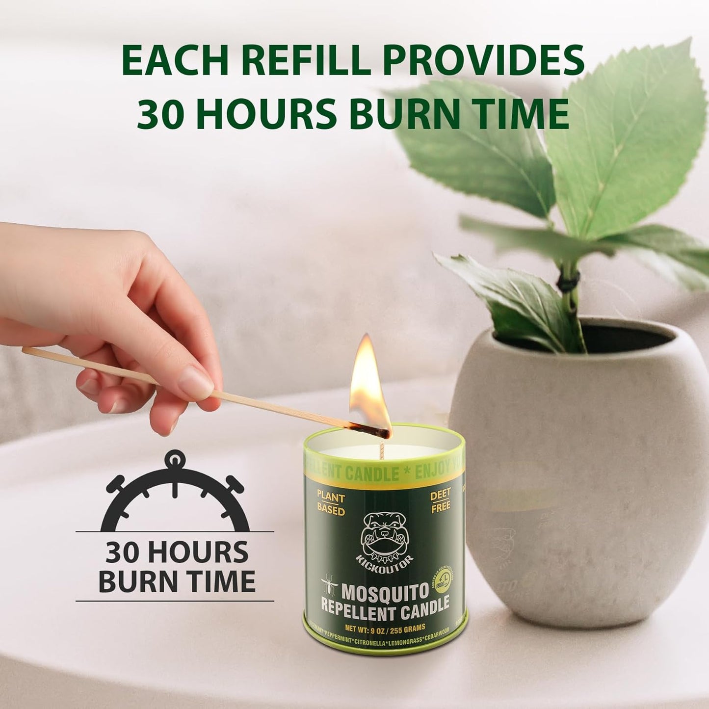 KICKOUTOR® Mosquito Repellent Candles - 2-Pack | 60-Hour DEET-Free Bug Protection with Essential Oils