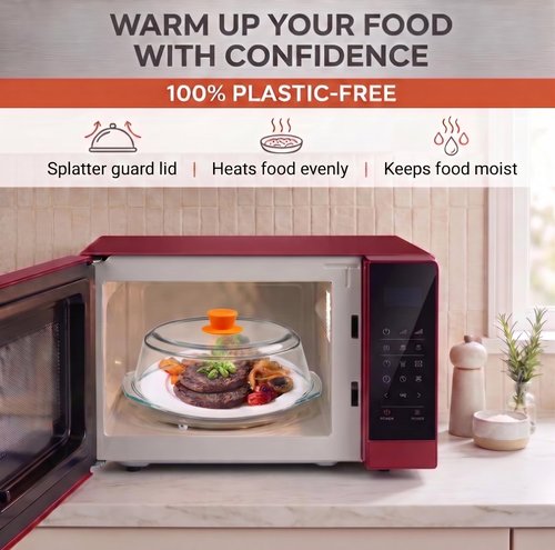 Bezrat Microwave Tall Glass Plate Cover For Food | Splatter Guard Lid with Easy Grip Silicone Handle Knob & Steam Vents | 100% Food Grade | BPA Free and Dishwasher Safe | Plates and Bowls 10 x 3 Inch