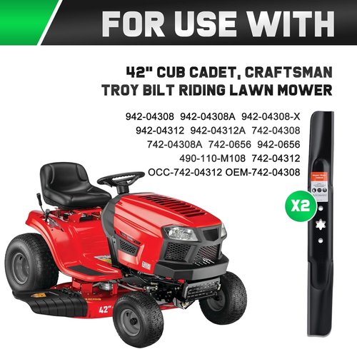 Grasscool Mower Blades - High Lift Replacement for Troy Bilt Bronco & Cub Cadet 42" Tractors