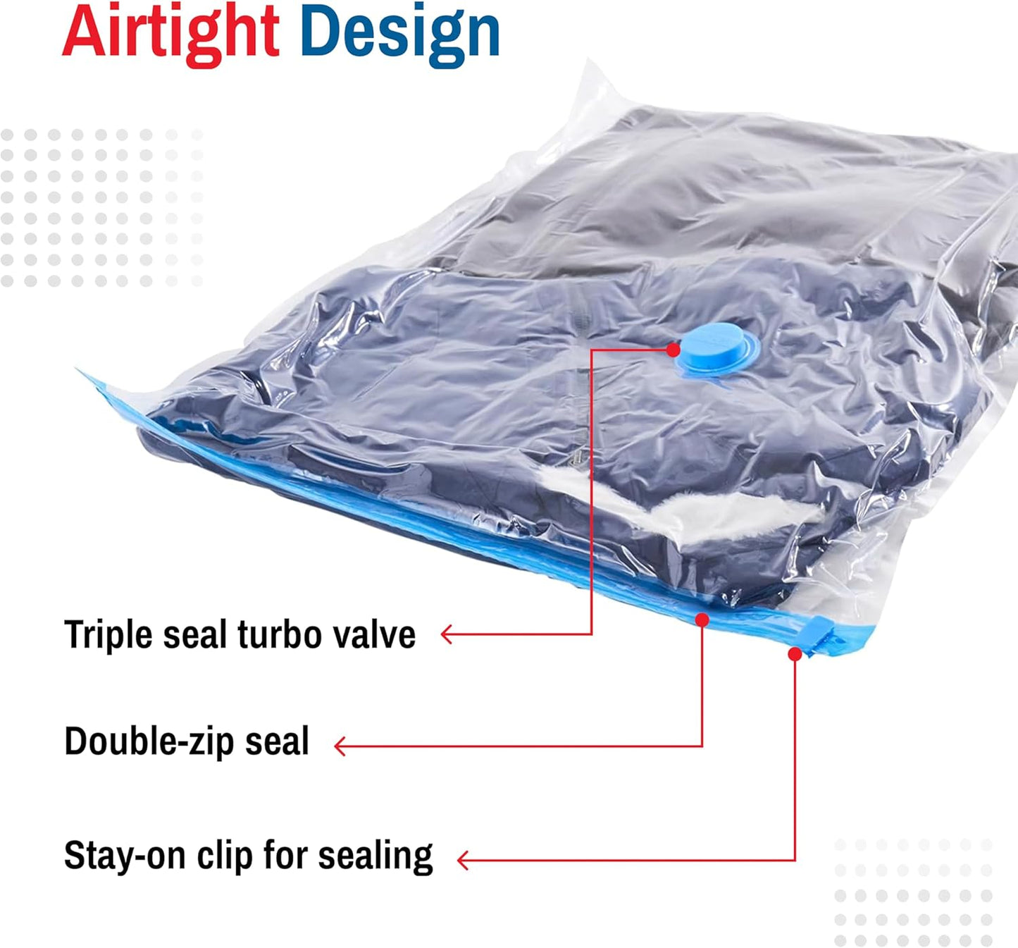 Skiennix Vacuum Storage Bags - 10 Pack Compression Bags with Hand Pump for Bedding & Travel