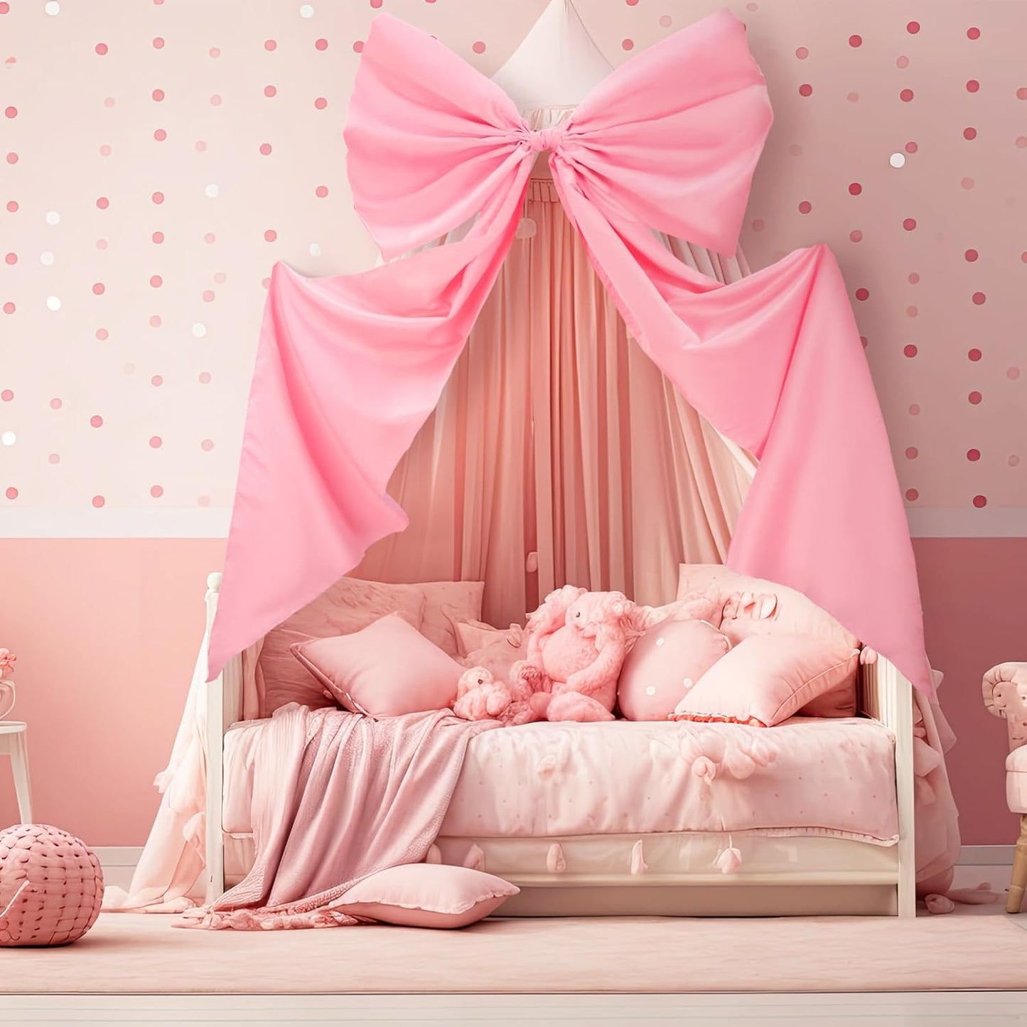 Wavwavw Giant Wall Bow Decorations - 39 x 72 Inch Pink Ribbon for Birthday, Baby Shower & Wedding Decor