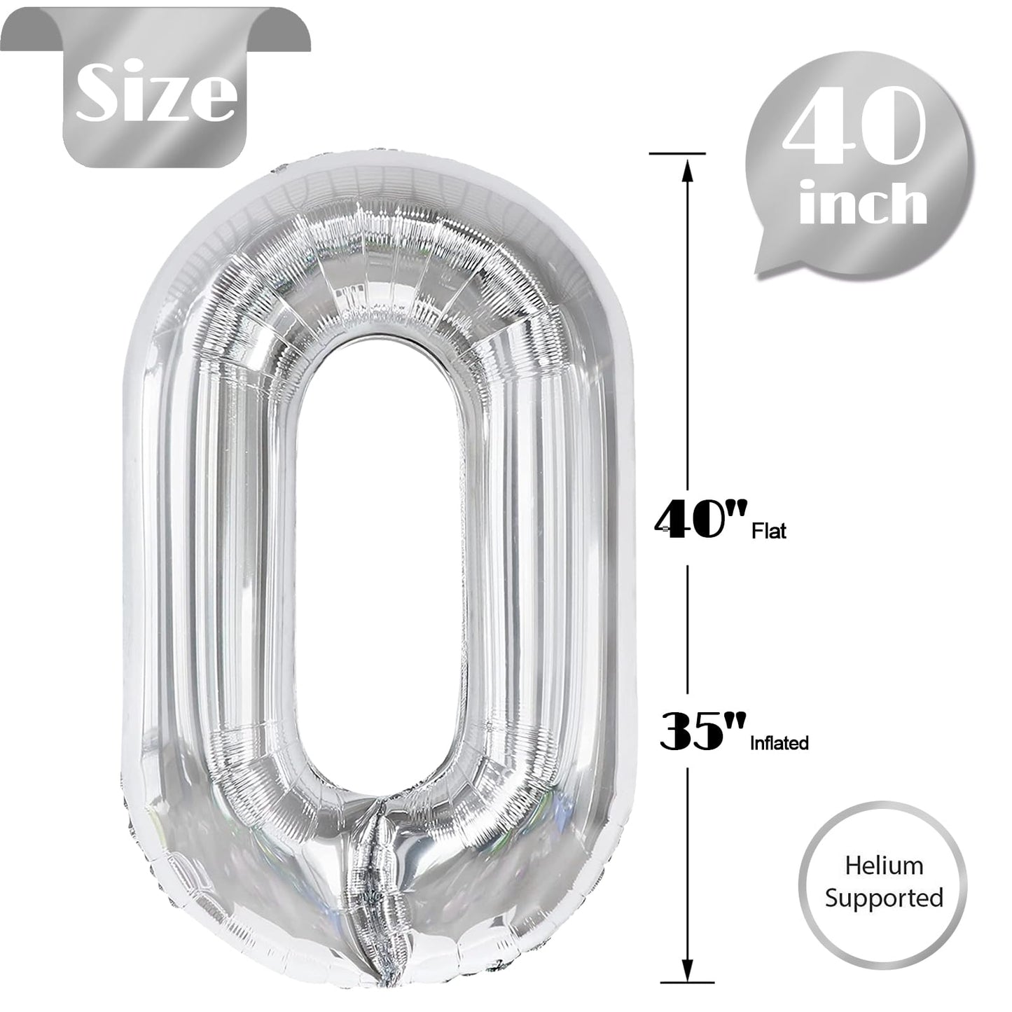 Silver Number 24 Balloon 40 inch, 24 Number Balloons, 24th Silver Birthday Decorations, 24 Year Old Women Men Silver Party Supplies