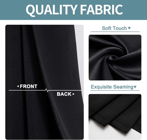 ChrisDowa Small Window Curtains - Grommet Thermal Insulated Room Darkening Panels (Black, 34 x 36 Inch)