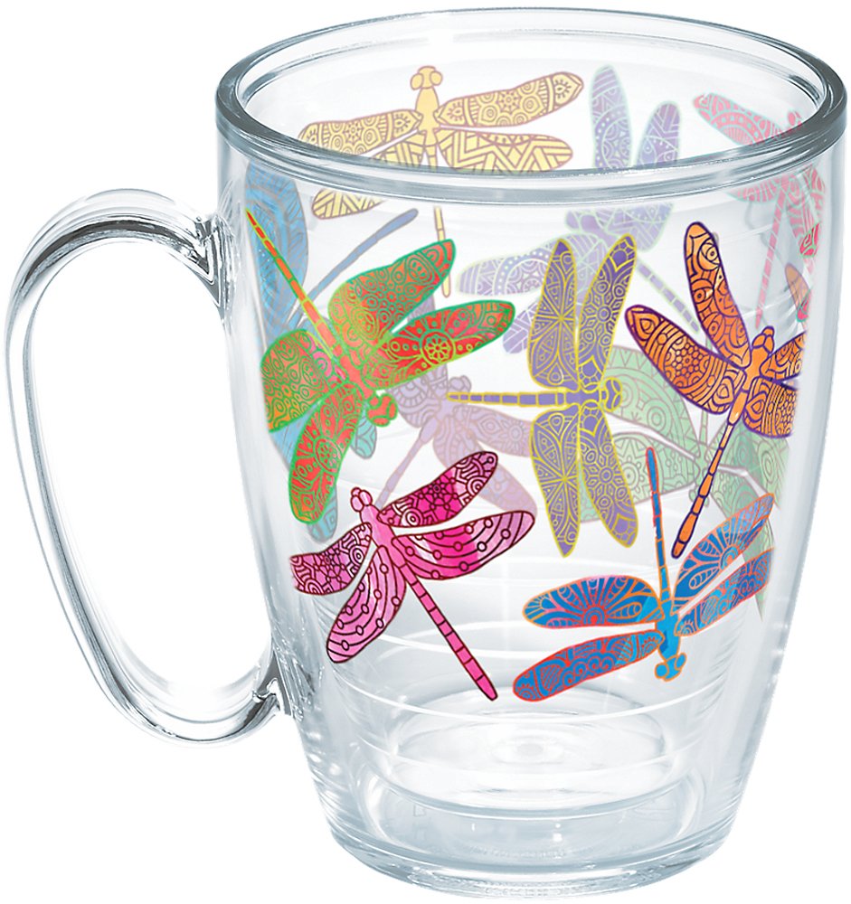Tervis Made in USA Double Walled Dragonfly Mandala Insulated Tumbler Cup Keeps Drinks Cold & Hot, 16oz Mug Unlidded, Classic