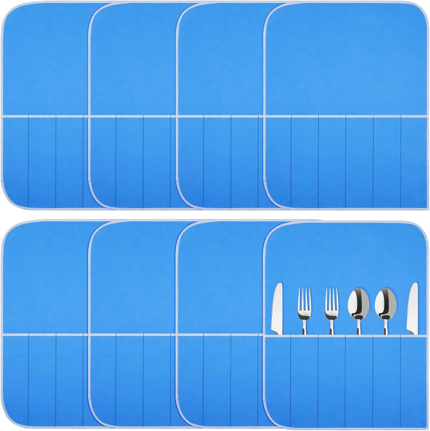 Weewooday Silver Storage Bags - Anti-Tarnish Protector for Silverware | 8-Piece Blue Organizer Set