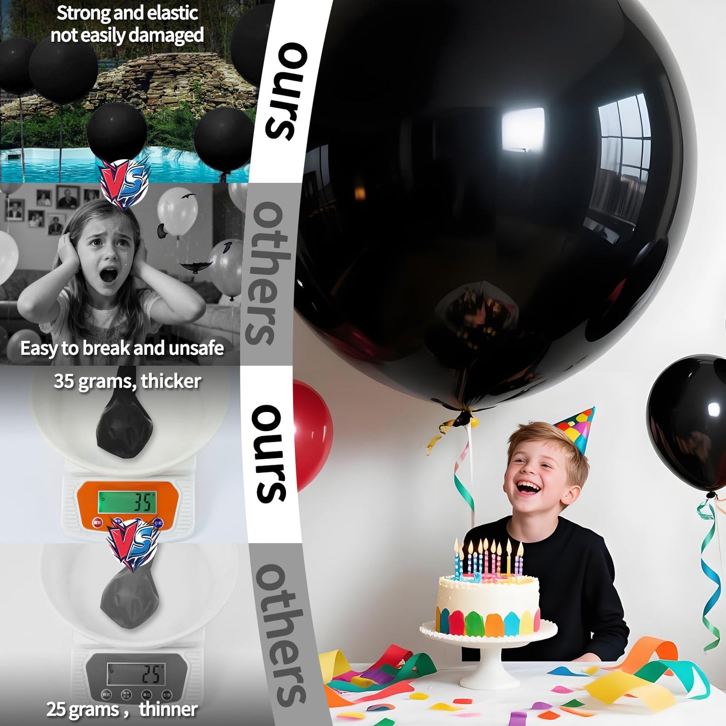 LEEZZIZZ 36 Inch Giant Balloons, 9 Pcs Jumbo Large Latex Balloons Bluk for Kid's Party Wedding Birthday Supply Decorations.