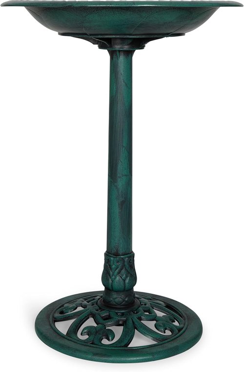 Backyard Expressions Bird Bath - Weather-Resistant Green Polyresin - 27 Inch Outdoor Decor