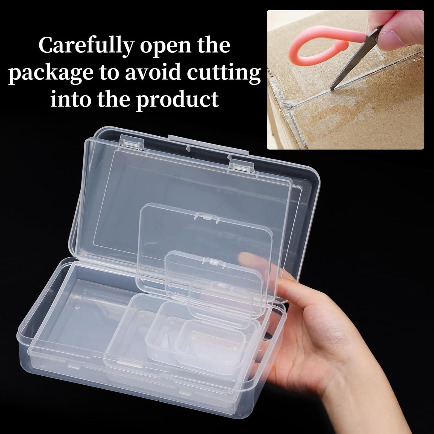 QUEFE Small Storage Containers - 28 Pack Clear Plastic Boxes with Lids for Craft & Jewelry Organization