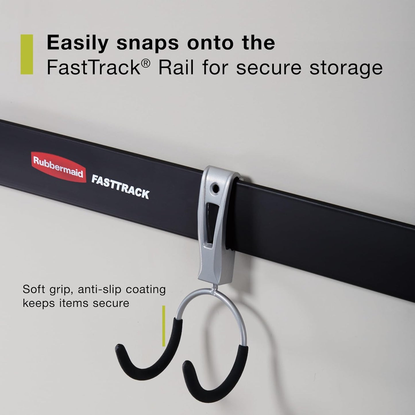 Rubbermaid FastTrack Compact Hook - Soft Grip Garage Organizer for Cords, Ropes, & Small Hoses