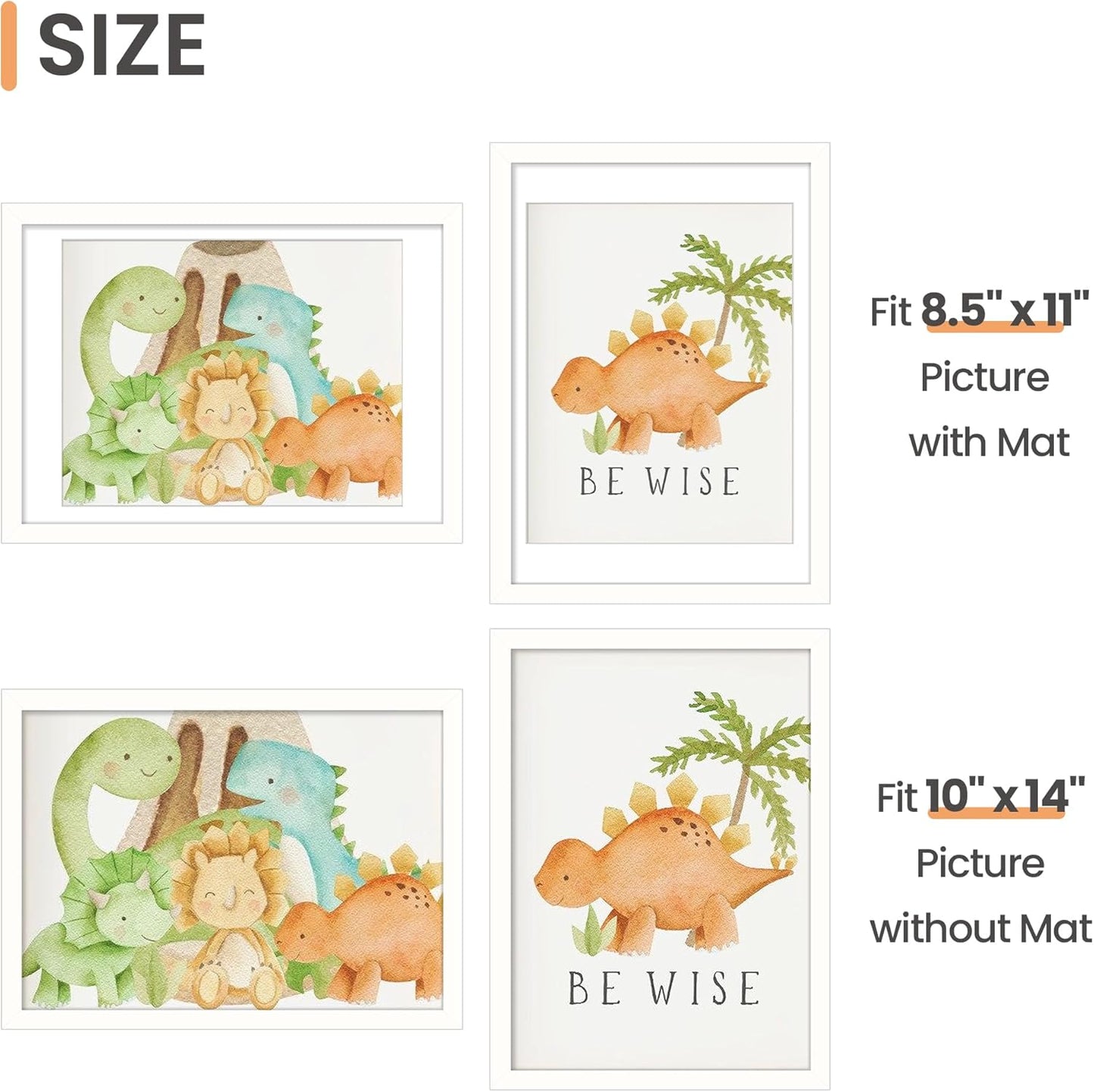 Upsimples 10x14 Picture Frame - Versatile Display for 8.5x11 Photos with Mat or 10x14 Without | White, 1 Pack