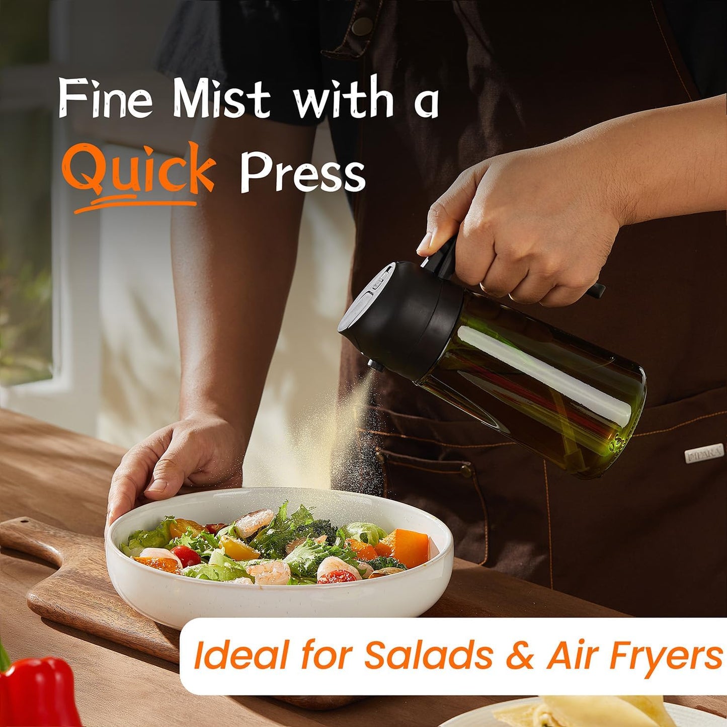 TrendPlain - Olive Oil Dispenser Bottle | 16oz Kitchen Gadget & Air Fryer Accessory - Black & Navy