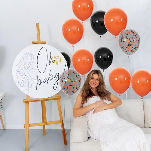 68Pcs Black and Orange Balloon Set - 12 Inch Latex Balloons with Confetti Ribbons for Halloween & Graduation Decor