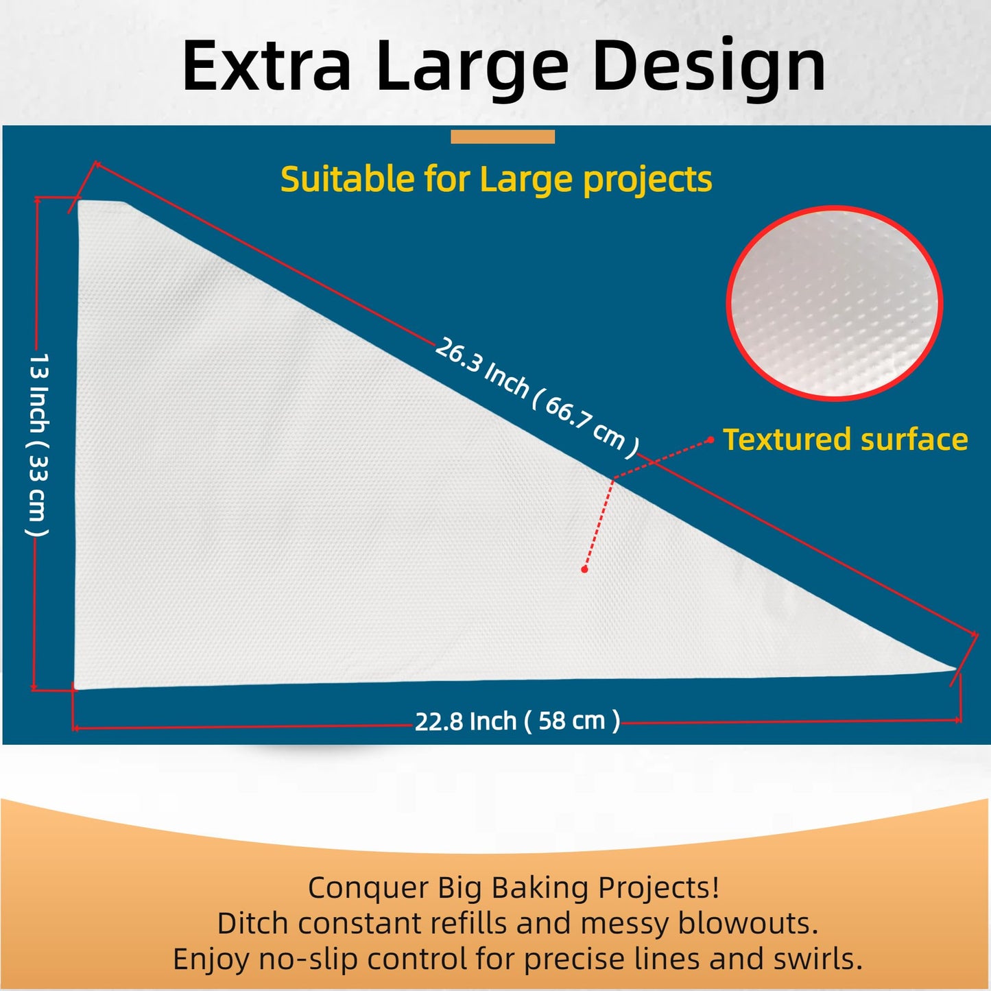 Kitchsphere XXXL 26 Inch Extra Large Piping Bags,100 Pack Disposable Pastry Bags,Thick Anti-Burst Icing Piping Pastry Bags For Frosting Decorating Cake Cupcake Cookie (XXXL Large 26 Inch-100 Pack)