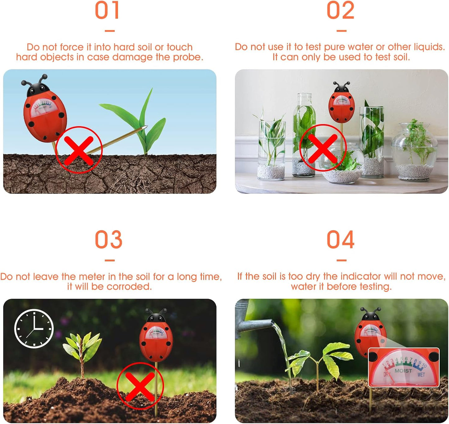 UNIWA Soil Moisture Meter - Accurate Hygrometer Sensor for Indoor & Outdoor Plants | 2-Pack