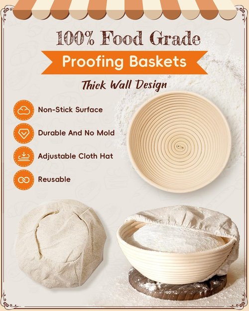 Complete Sourdough Starter Kit - Easy to Clean for Beginners | Includes Proofing Basket, Sling, Jar & More
