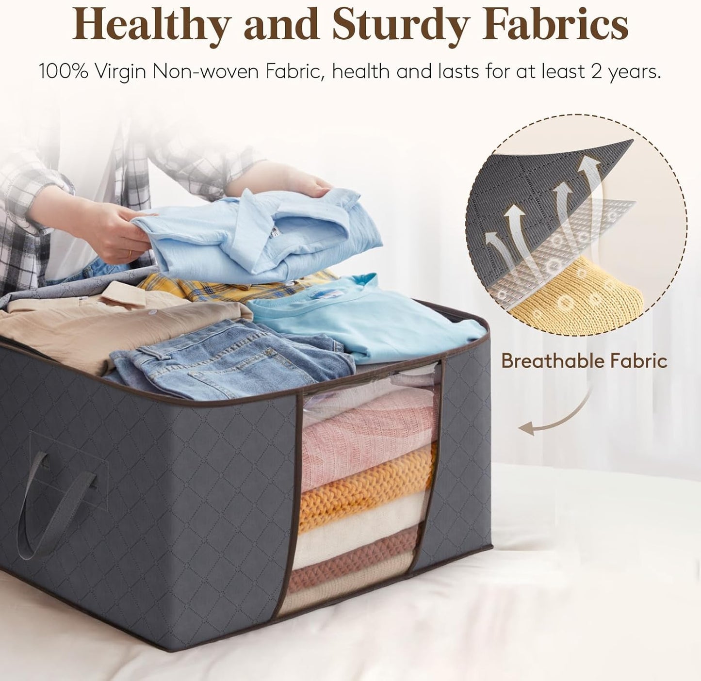 Lifewit 27-Pack 90L Clothes Storage Bins - Foldable Blanket Bags with Zippers & Clear Windows