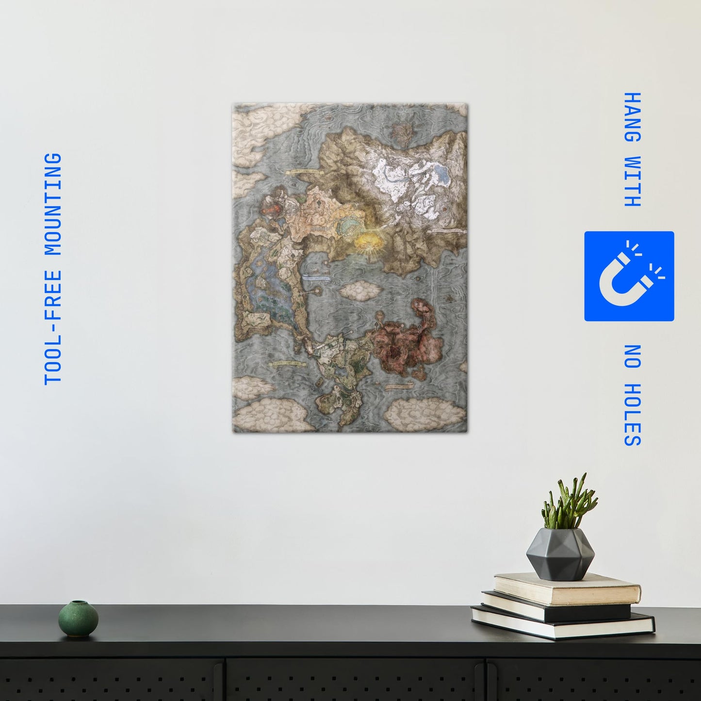 Displate Metal Poster Elden Ring - Lands Between - World Map - Gamer Aesthetics - Collectible Gift - Premium Decorations Video Game Wall Art Decor Gifts Movie Posters - 12.6x17.7 in