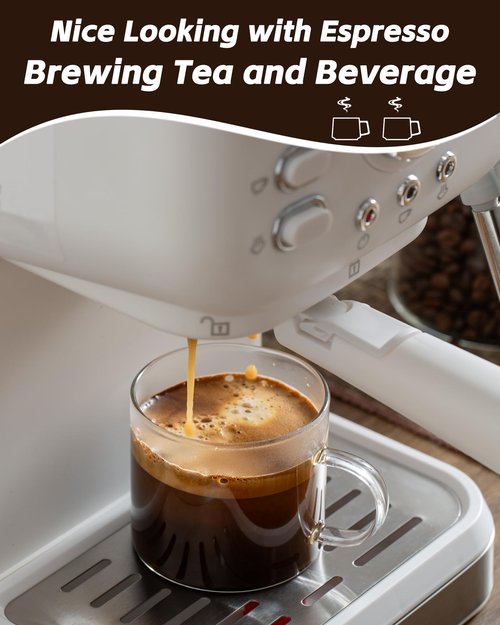 5 OZ Espresso Cups with Handle, Clear Espresso Shot Glass Set of 6, Small Double Espresso Accessories for Espresso Machine Coffee Bar