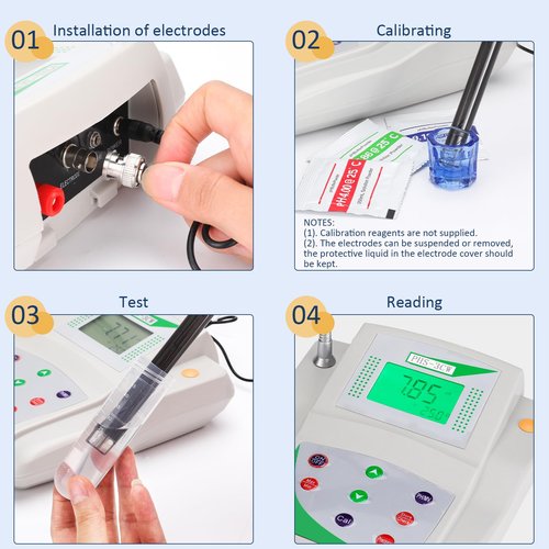 Healthible Lab Benchtop pH Meter - Digital Bench Top pH Meter and Electrode,Laboratory ph Meter for Liquid,0.01 pH Accuracy,with Data Storage Function