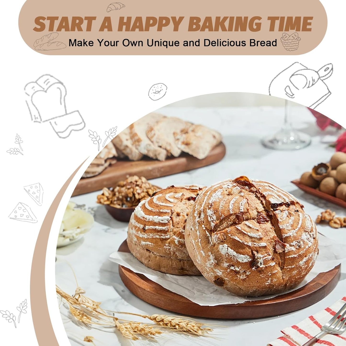 Proofing Basket Gift Set by Sourdough | 9" Round & 10" Oval Bannetons with Essential Baking Tools