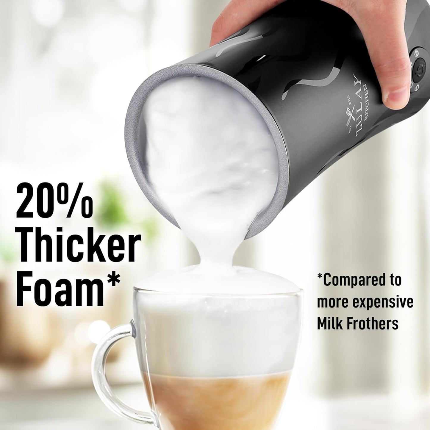 Zulay 4-in-1 Milk Frother & Steamer - Automatic Hot/Cold Foam Maker with Auto Shut Off - Black