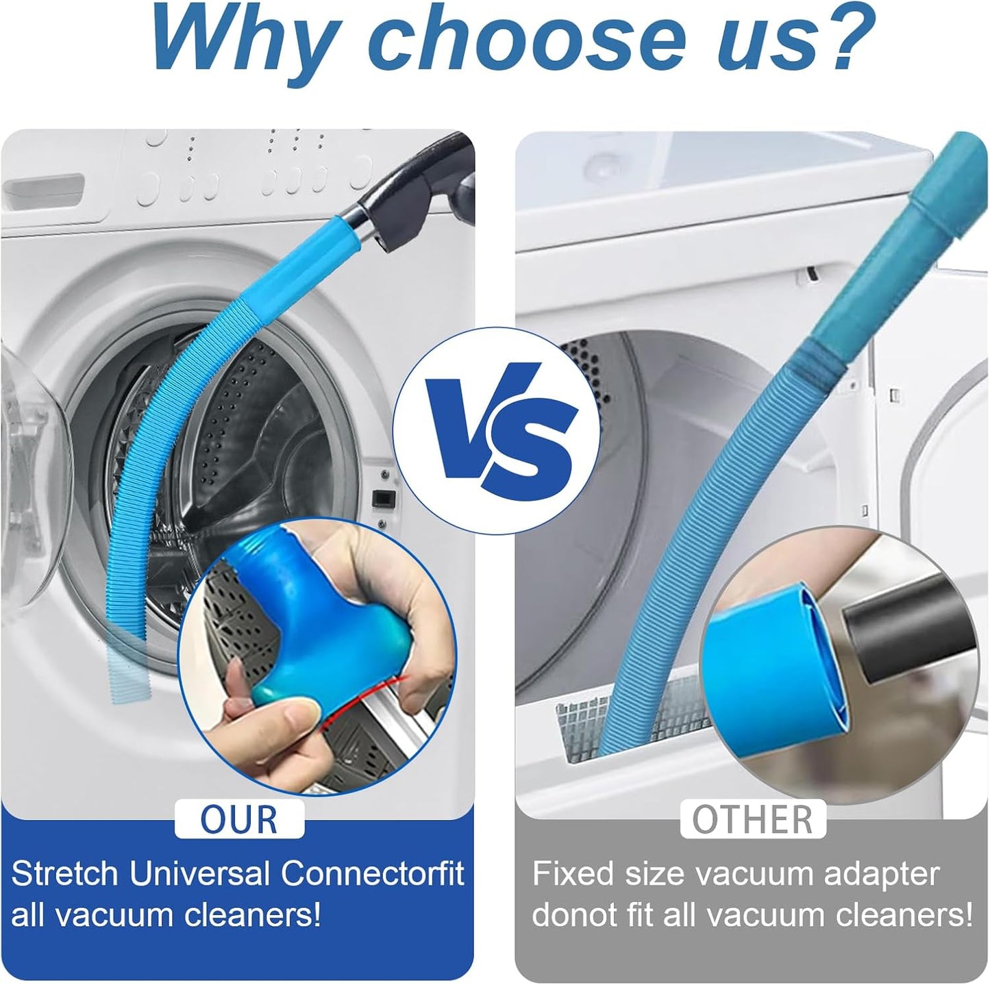 Upgraded Dryer Lint Vent Cleaner Kit - Flexible Vacuum Hose Attachment for Effective Lint Removal | Universal Deep Cleaning Brush for Clogged Ducts