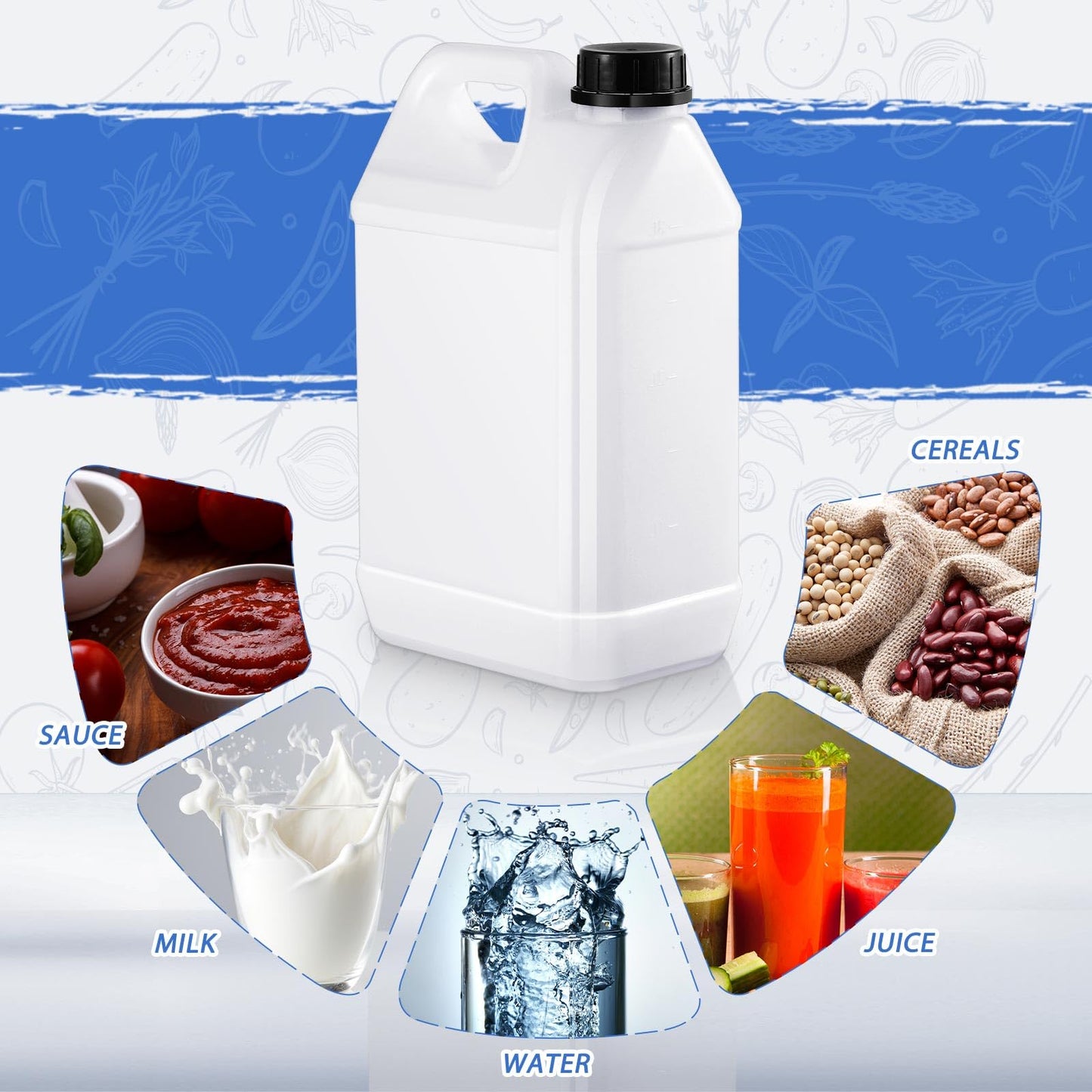 Ziliny 3 Pcs 1 Gallon Plastic Jug with Lids Square Empty Storage Containers Hdpe Carboy Plastic Jar Containers for Milk Water Beverage Oil Liquids (Translucent Color)