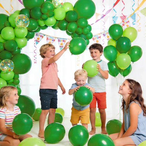 110Pcs Dark Green Balloons Latex Party Balloons 12 inch Round Helium Balloons for Dark Green Themed Christmas Green Balloon (with 2 Ribbons).