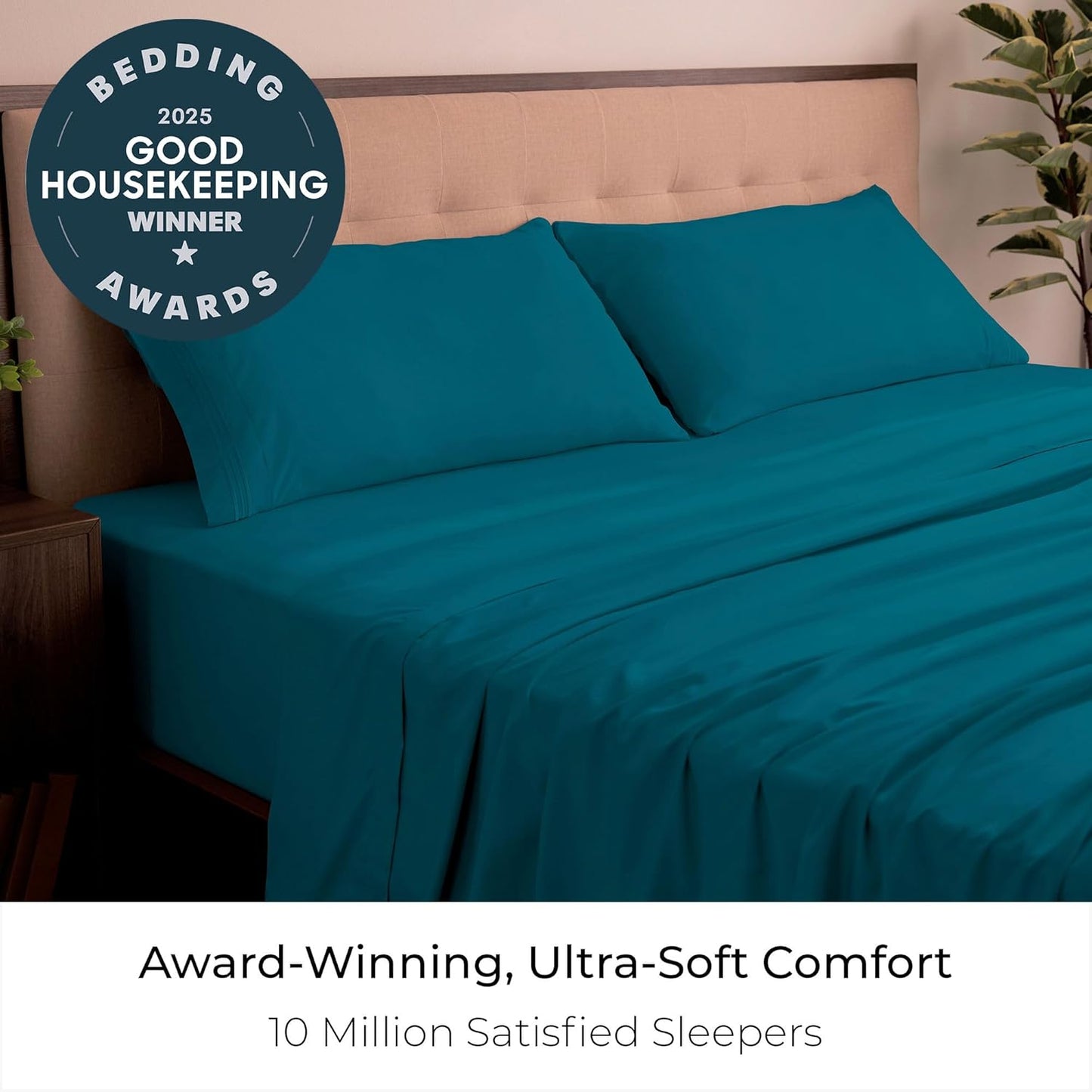 Mellanni California King Sheets Set - 4 PC Luxury Bedding Collection - Extra Soft, Cooling, Stain Resistant (Teal)