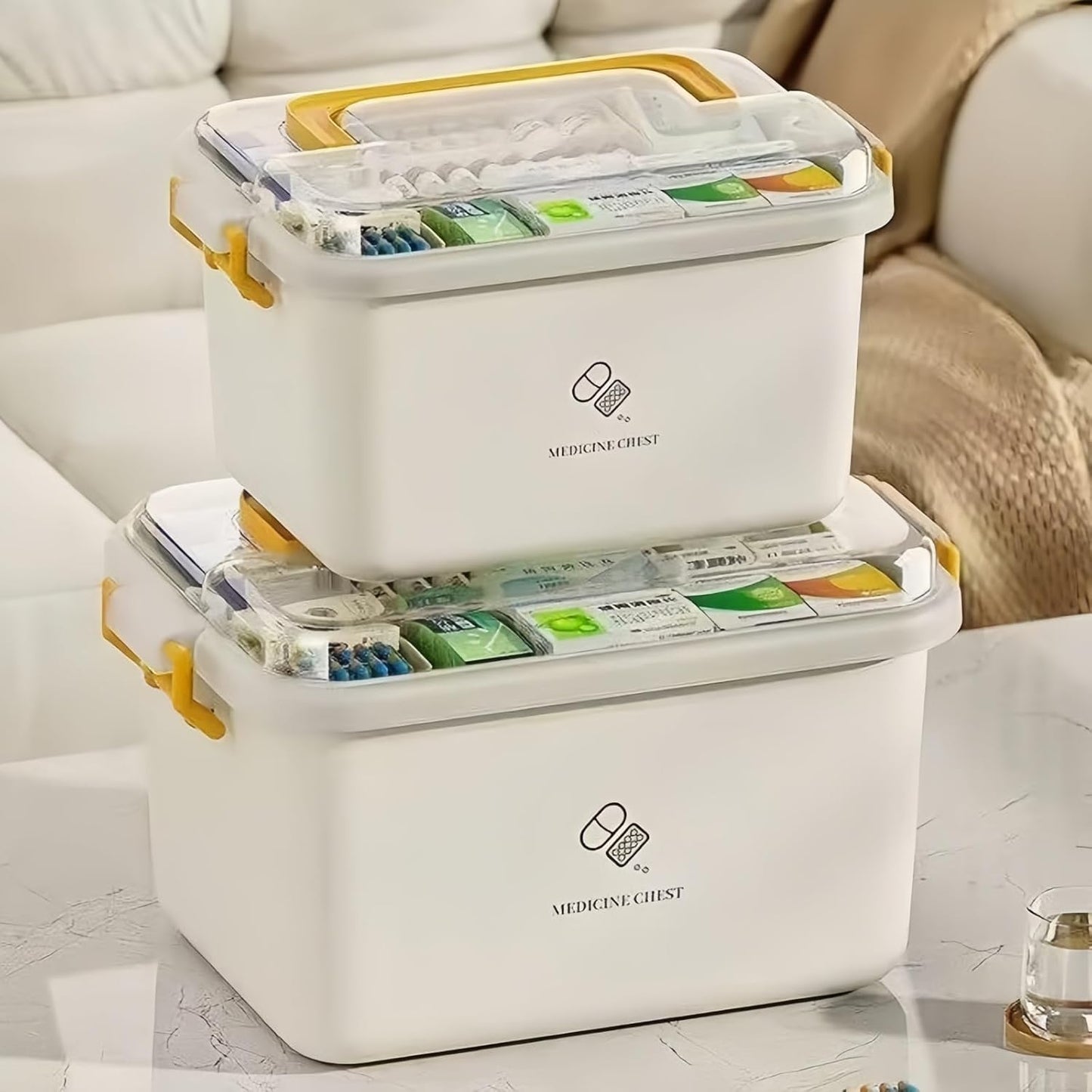 Plastic Medicine Storage Organizer - Multipurpose First Aid Box with Removable Tray | Large Size for Home, Office & Travel