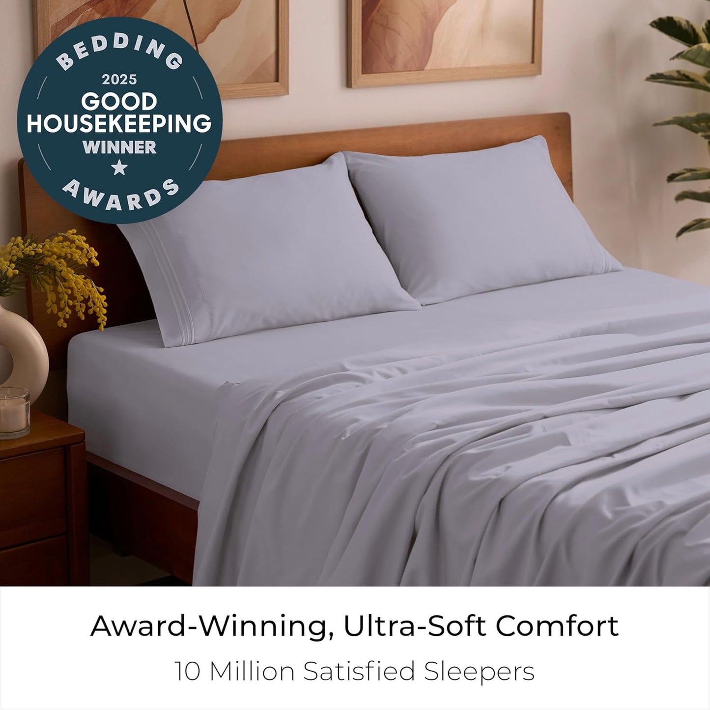Mellanni Queen Sheets Set - 4 PC Luxury Bedding | Extra Soft, Cooling & Wrinkle Resistant (Queen, Lavender)
