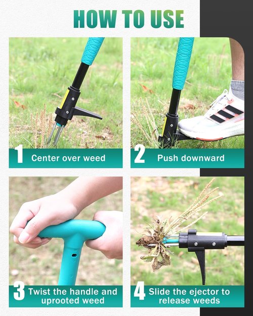 Breeze Touch 39" Weed Puller Tool - Heavy-Duty 3-Claw Detachable Weeder for Lawn & Garden