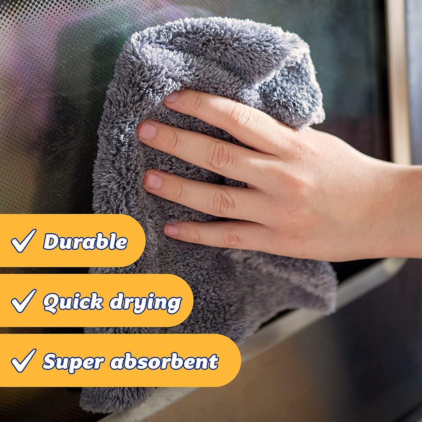 Scrub Daddy Microfiber Cloths - Ultra Plush All-Purpose Cleaning Towels - Grey & Yellow (2 Pack)
