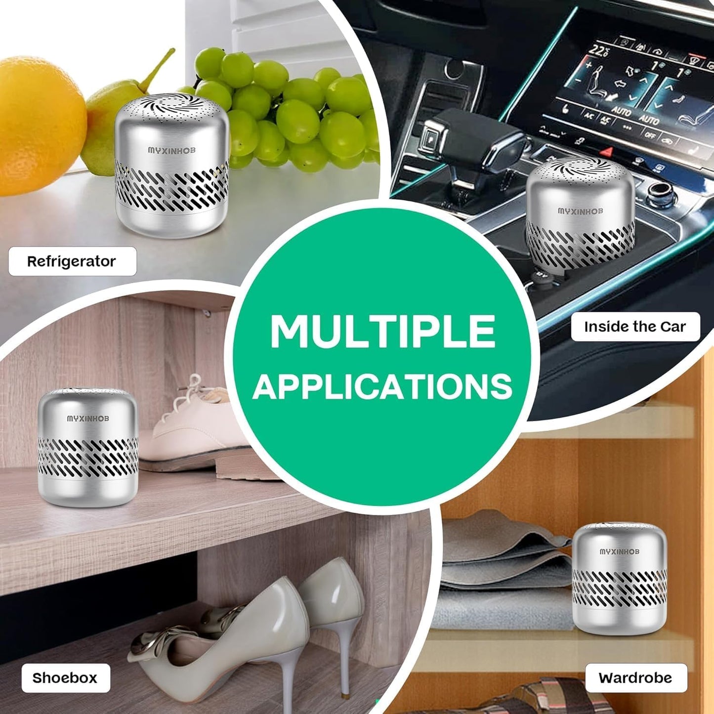 Skiennix Refrigerator Deodorizer - Long-Lasting Odor Eliminator | Silver Grey Design