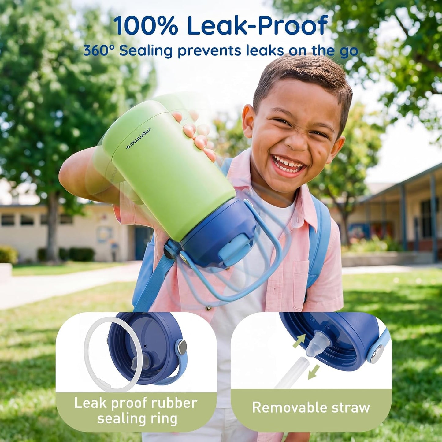 Mommore Kids Water Bottle - 12 oz Insulated Stainless Steel, Leakproof & BPA-Free for School & Outdoor Activities