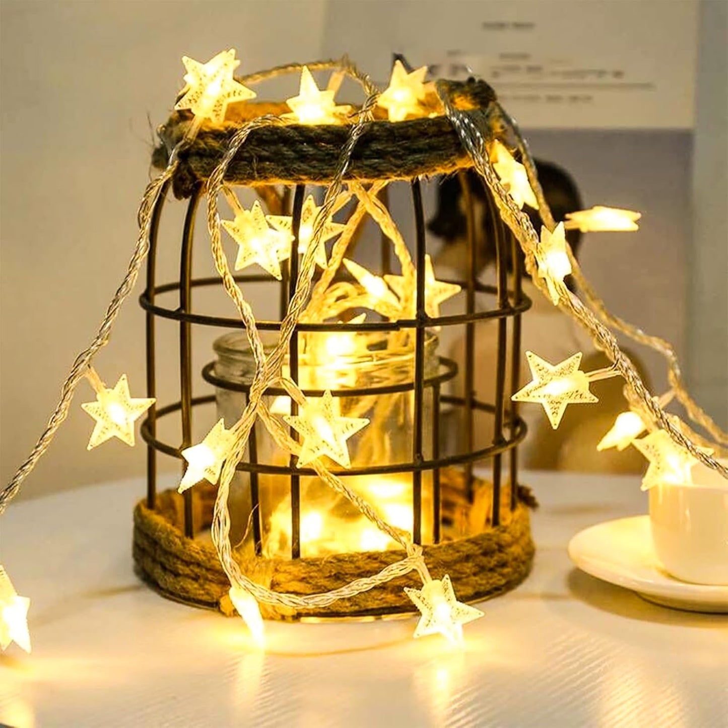 Plun Fairy Star String Lights - 100 LED Waterproof Twinkle Lights with 8 Modes | Warm White for Indoor & Outdoor Decor