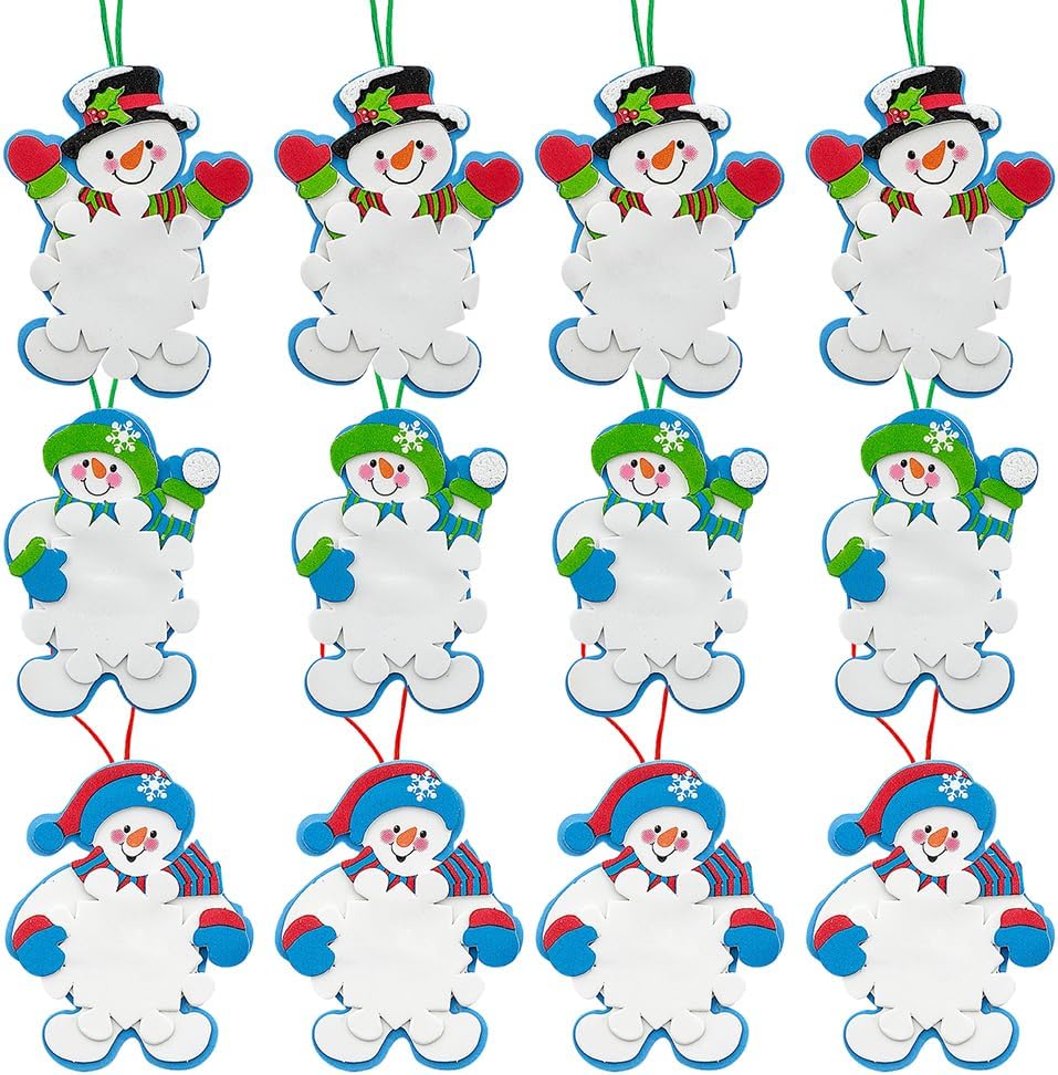 Snowman Snowflake Christmas Ornament Craft Kit - 12 DIY Crafts for Kids