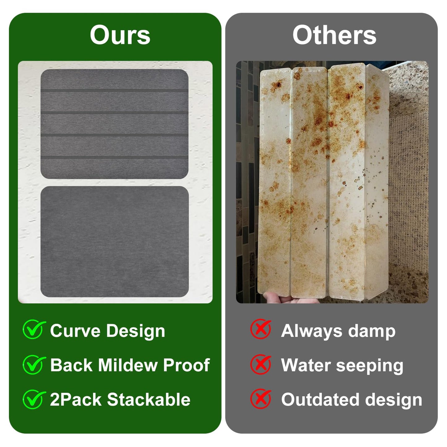 Stone Drying Mat for Kitchen Counter,2 Pack 16''x12'' Quick Dish Drying Stone Mat Kitchen,Double-sided Diatomaceous Earth Stone Drying Mat,No Moisture Residue, Stone Dish Drying Mat (Vertical Stripes)