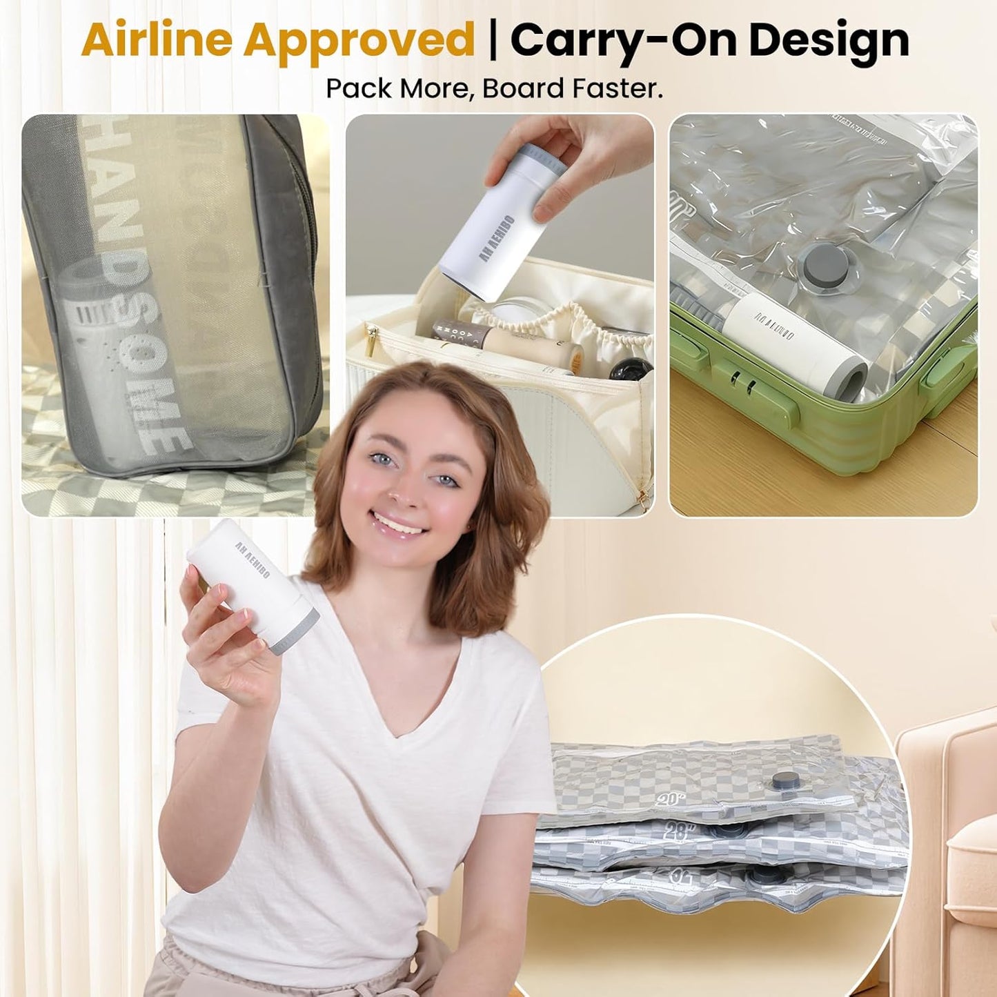 Skiennix Vacuum Bags for Travel - 15 PCS Combo with Rechargeable Pump | Space Saver for Clothes & Luggage