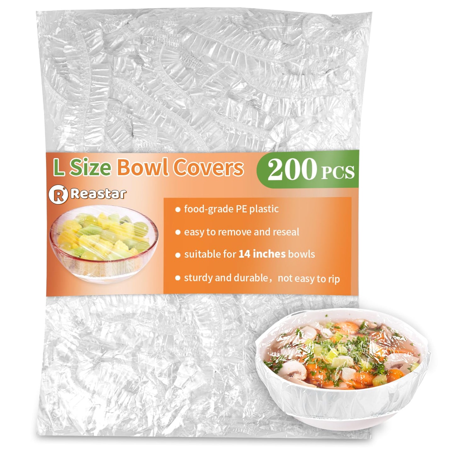 Plastic Shower Caps for Sourdough Bread, 200 Pcs Bowl Covers for Bread Proofing, Food Covers Stretch Reusable Elastic, Keep Food Fresh and Dust Away (Clear, L-14 inches)